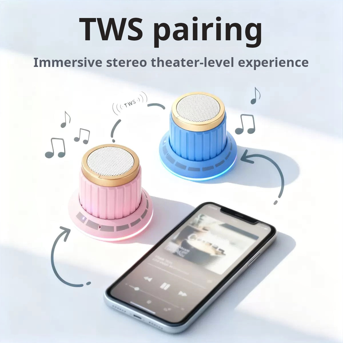 New Magnetic Detachable Knob High-Fidelity Bluetooth Speaker with Colorful Lights, Wireless Mini Portable Audio System